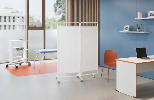 MEDIVAN LAK 3, zástěna 3 -dílná, kovová konstrukce, výplň plastová, bílá/bílá